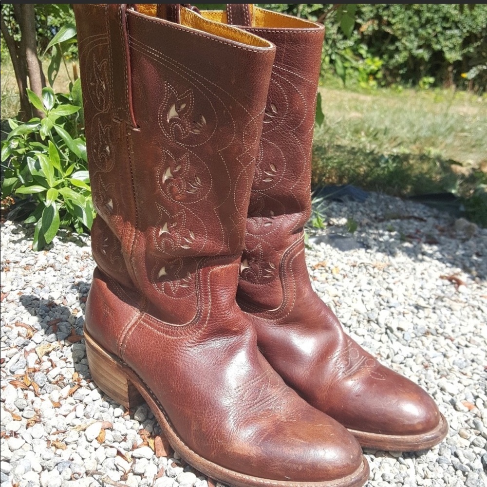 FRYE distressed western cowgirl boots 10M
